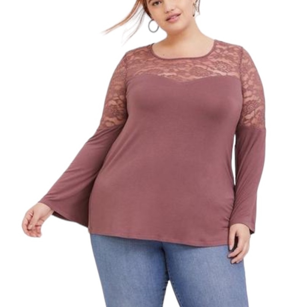 Torrid Super Soft Knit Top with Lace Detailing Sz 3X